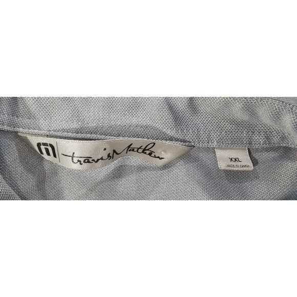 Travis Mathew Gray Blue Striped Short Sleeve Polo Shirt MENS SIZE XXL - Picture 10 of 11